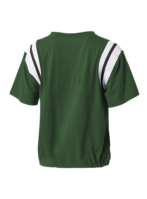 Women's Wear By Erin Andrews Green Milwaukee Bucks Cinched T-Shirt- back 