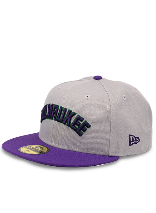 New Era 59Fifty Jersey Wordmark Milwaukee Bucks Fitted Hat- Angled left 