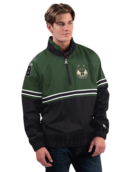 Starter Hit Run Milwaukee Bucks Pulloverjacke mit 1/2 Reißverschluss