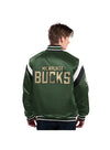 G-III Shutout Green Milwaukee Bucks Satin Varsity Jacket-back 
