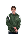 G-III Shutout Green Milwaukee Bucks Satin Varsity Jacket- front 