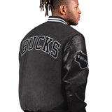 Starter 1st Rounder Faux Milwaukee Bucks Varsity Jacket-back 