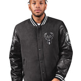 Starter 1st Rounder Faux Milwaukee Bucks Varsity Jacket-front 