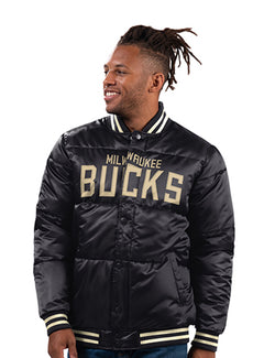 Starter Puffer Bronx Milwaukee Bucks Satin Jacket-front