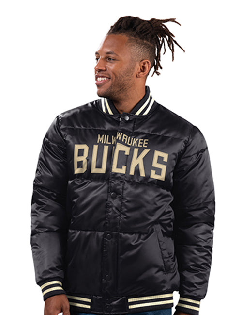 Starter Puffer Bronx Milwaukee Bucks Satin Jacket-front