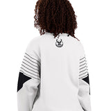 Women's Starter On The Ball White Milwaukee Bucks Crewneck Sweatshirt-back