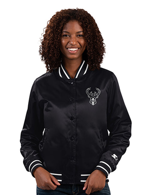 Women's G-III City Back Milwaukee Bucks Varsity Jacket-front