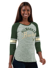 Women's G-III Recover Green Milwaukee Bucks 3/4 Sleeve T-Shirt-front 
