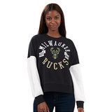 Women's G-III Team Pride Milwaukee Bucks Crewneck Sweatshirt- front 