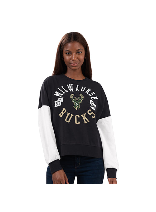 Women's G-III Team Pride Milwaukee Bucks Crewneck Sweatshirt- front 