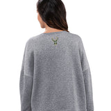 Women's G-III Shining Sequins Grey Milwaukee Bucks Crewneck Sweatshirt-back