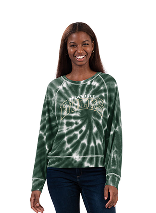 Women's G-III Waffle Thermal Upshot Green Milwaukee Bucks Long Sleeve T-Shirt-front