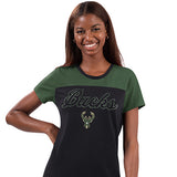 Women's G-III Cheer Glitter Milwaukee Bucks T-Shirt-front