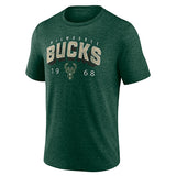 Fanatics Tri-Blend Green Milwaukee Bucks T-Shirt- Front 