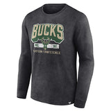 Fanatics Washed Black Milwaukee Bucks Long Sleeve T-Shirt- Front 