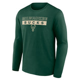 Fanatics Post Up Green Milwaukee Bucks Long Sleeve T-Shirt- Front View 