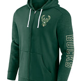 Fanatics Offensive Lineup Green Milwaukee Bucks Hooded Sweatshirt-front