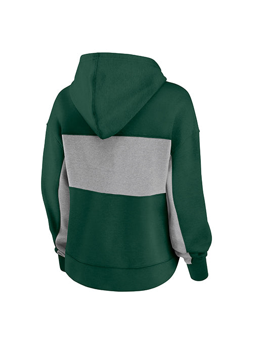 Women's Fanatics Stat Sheet Green Milwaukee Bucks Hooded Sweatshirt- Back view