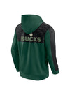 Fanatics Poly Fleece Green Milwaukee Bucks Full Zip Hooded Sweatshirt- Back 