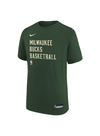 Juvenile Essential On-Court Practice Green Milwaukee Bucks T-Shirt