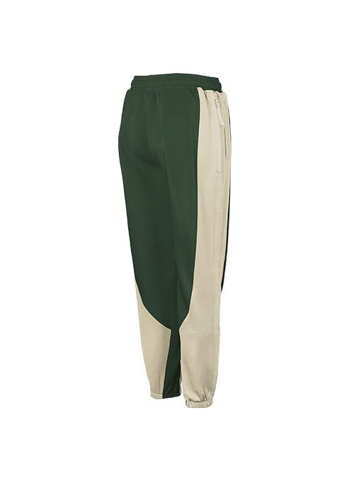 Youth Nike On-Court Showtime Milwaukee Bucks Jogger Pants in Green and Cream - Back View