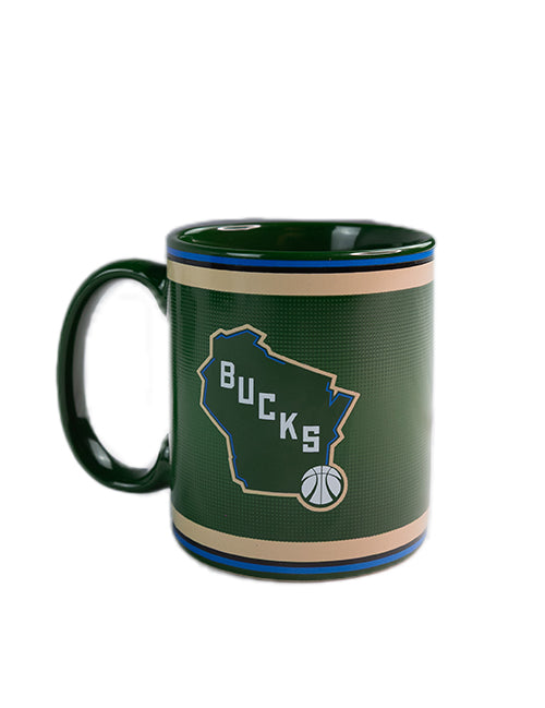 Uncanny Brands Global State Milwaukee Bucks Mug & Warmer-mug-state logo