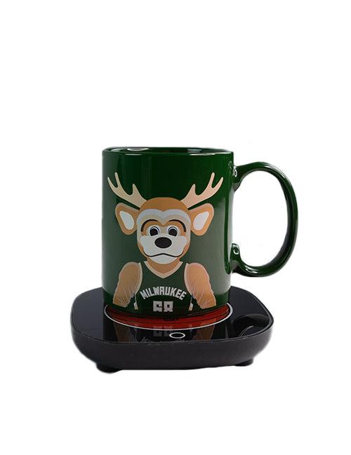 Uncanny Brands Global Bango Milwaukee Bucks Mug & Warmer-mug on warmer