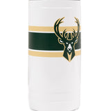 Logo Brands Coolie Stripe White Milwaukee Bucks Slim Can Koozie-side 2