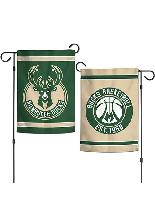 Wincraft 2 Sided Milwaukee Bucks Garden Flag in Green and Gold - Dual View