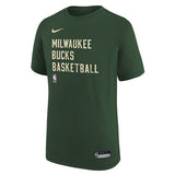 Youth Nike Essential On-Court Practice Green Milwaukee Bucks T-Shirt - Front View