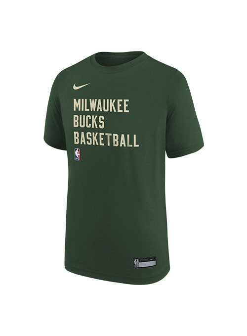 Youth Nike Essential On-Court Practice Green Milwaukee Bucks T-Shirt - Front View