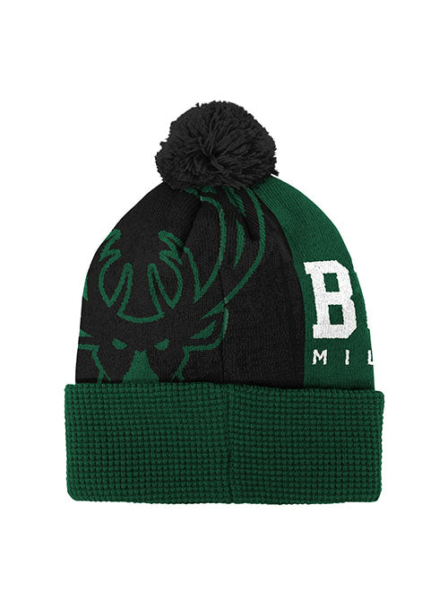 Youth Outerstuff Cuff Pom Street Milwaukee Bucks Knit Hat-back 