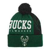 Youth Outerstuff Cuff Pom Street Milwaukee Bucks Knit Hat- Front