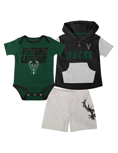 Newborn Outerstuff Bank shot Milwaukee Bucks 3-Piece Set - Full Set View