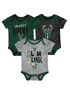 Infant Outerstuff Slam Dunk Milwaukee Bucks 3-Piece Onesie Set