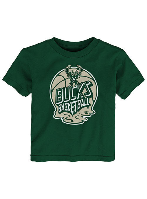 Toddler Outerstuff Puddle Ball Milwaukee Bucks T-Shirt in Green - Front View