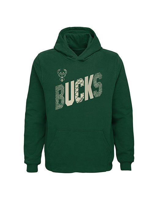 Youth Outerstuff Playground Milwaukee Bucks Hooded Sweatshirt in Green - Front View