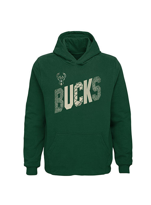 Youth Outerstuff Playground Milwaukee Bucks Hooded Sweatshirt in Green - Front View