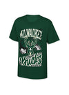 Youth Outerstuff Court Culture Milwaukee Bucks T-Shirt in Green - Front View