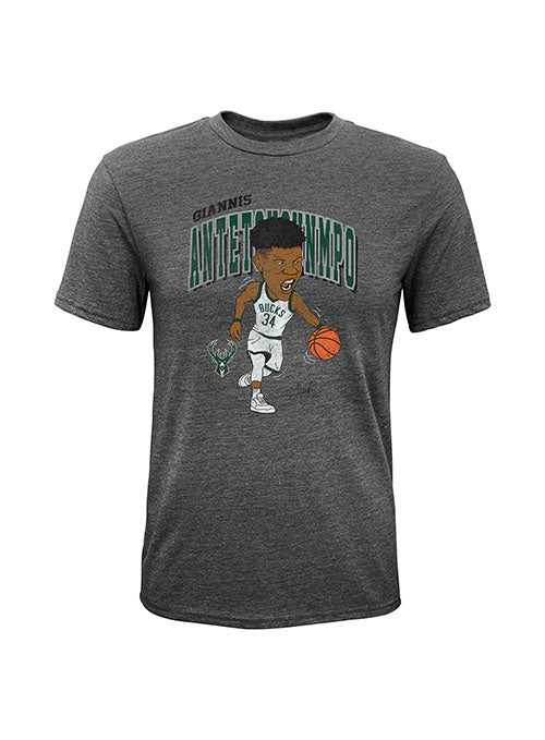 Youth Outerstuff Courtside Giannis Antetokounmpo Milwaukee Bucks T-Shirt in Grey - Front View