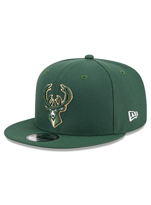 New Era 9Fifty Conference Patch Green Milwaukee Bucks Adjustable Hat - Angled Left Side View