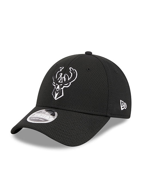 New Era Tonal Icon 9Forty Black Milwaukee Bucks Adjustable Hat - Angled Left Side View