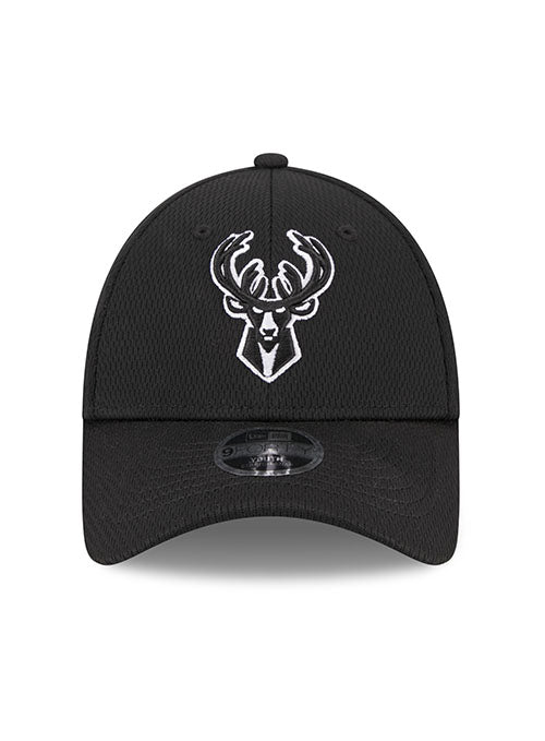 Toddler New Era 9Forty Tonal Icon Milwaukee Bucks Adjustable Hat in Black - Front View