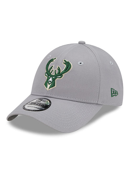 New Era 9Forty Icon Gray Milwaukee Bucks Adjustable Hat - Angled Left Side View
