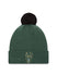 New Era Cuff Pom Solid Icon Milwaukee Bucks Knitted Hat in Green - Front View