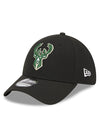 New Era Icon 39thirty Black Milwaukee Bucks Flex Fit Hat - Angled Left Side View