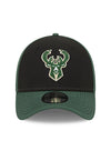 Products New Era 2Tone Icon 39Thirty Milwaukee Bucks Flex Fit Hat in Black and Green - Front View