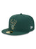 New Era Conference Patch 59Fifty Milwaukee Bucks Fitted Hat in Green - Angled Left Side View