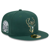 New Era Conference Patch 59Fifty Milwaukee Bucks Fitted Hat in Green - Angled Right Side View