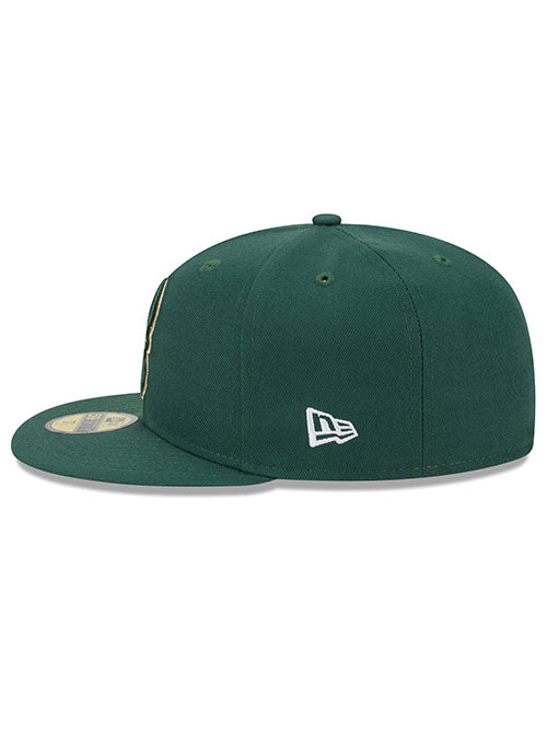 New Era Conference Patch 59Fifty Milwaukee Bucks Fitted Hat in Green - Left Side View
